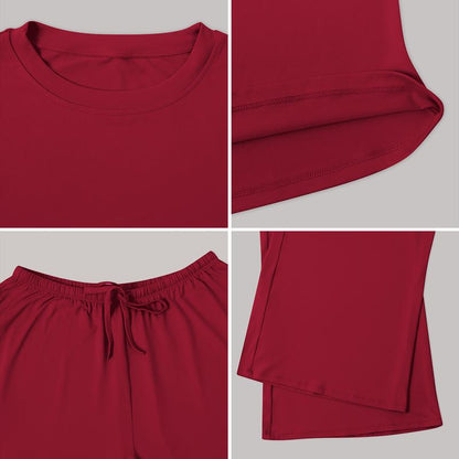 Timeoff Women'S 2-Piece Activewear Set Long-Sleeve Crop Top & Wide-Leg Pants Stretchy Fabric for Yoga Leisure Daily Active Scenarios Workout Running Clothes